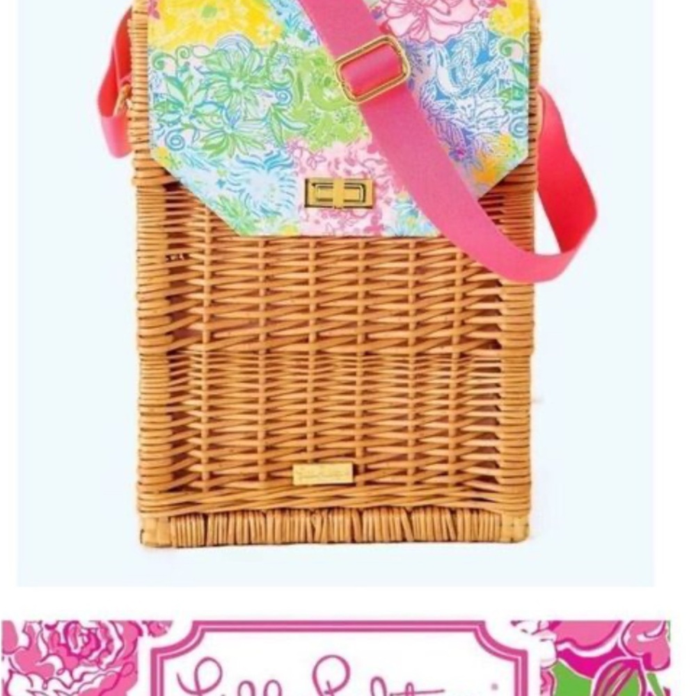Lilly Pulitzer Floral Wicker Wine Basket